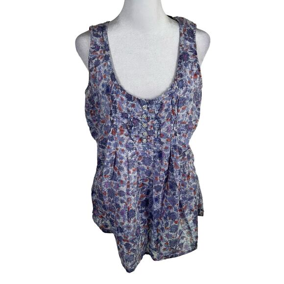 Eddie Bauer Sleeveless Tank Top Shirt Medium Lightweight Scoop Neck Ruffle - Picture 1 of 4